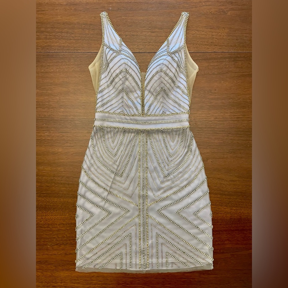 Holiday Dress in Icy Lavender with Sparkly Art Deco Design